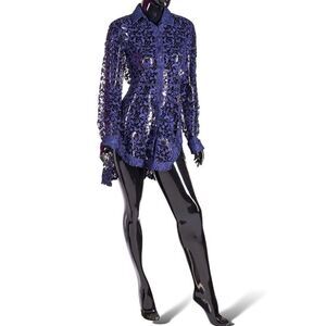 AZZEDINE ALAÏA Long Sleeve Peplum Back Lace Blouse | Size: 42 |
